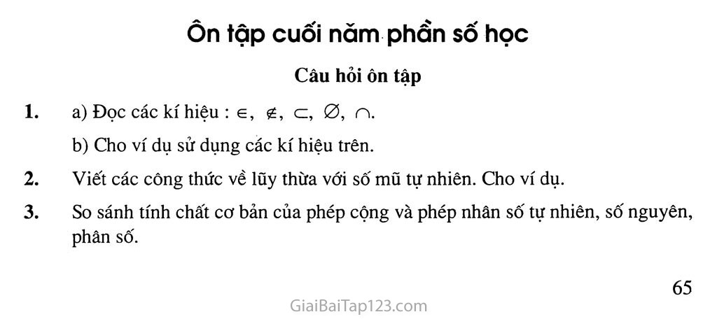 Ôn tập cuối năm phần số học trang 1 Ôn tập cuối năm phần số học trang 1