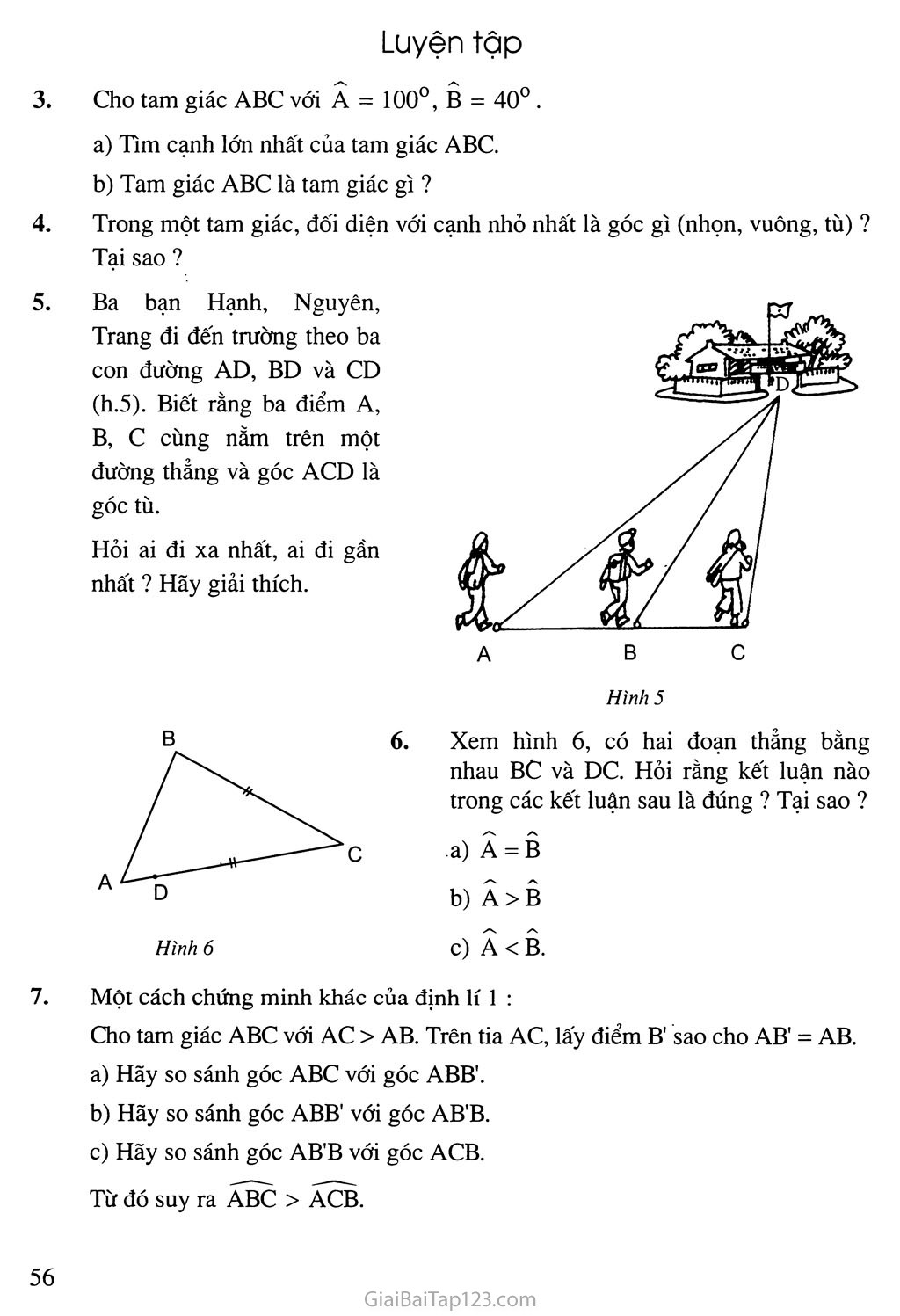 Bài 1. Quan hệ giữa góc và cạnh đối diện trong một tam giác trang 4
