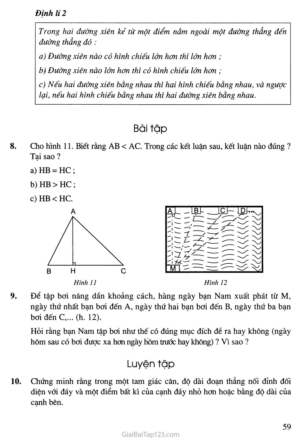 Bài 2. Quan hệ giữa đường vuông góc và đường xiên, đường xiên và hình chiếu trang 3