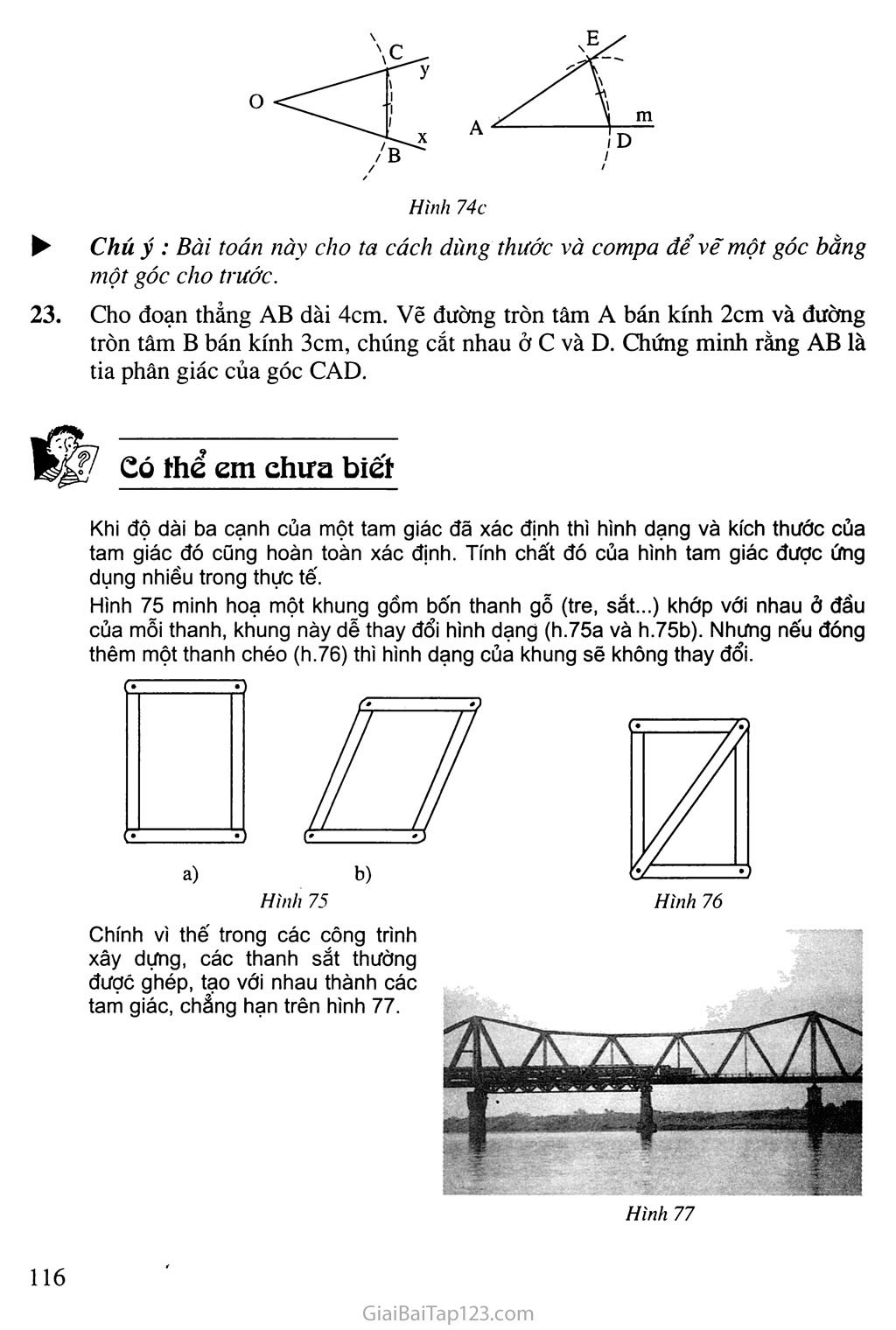 Bài 3. Trường hợp bằng nhau thứ nhất của tam giác: cạnh - cạnh - cạnh (c. c. c) trang 5