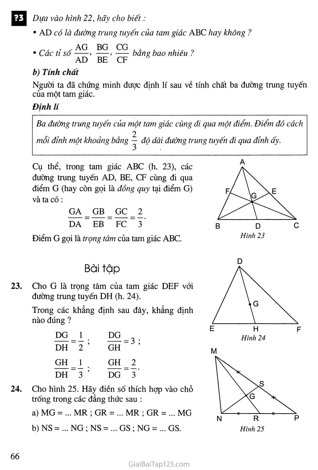 SGK Toán 7 - Bài 4. Tình chất ba đường trung tuyến của tam giác