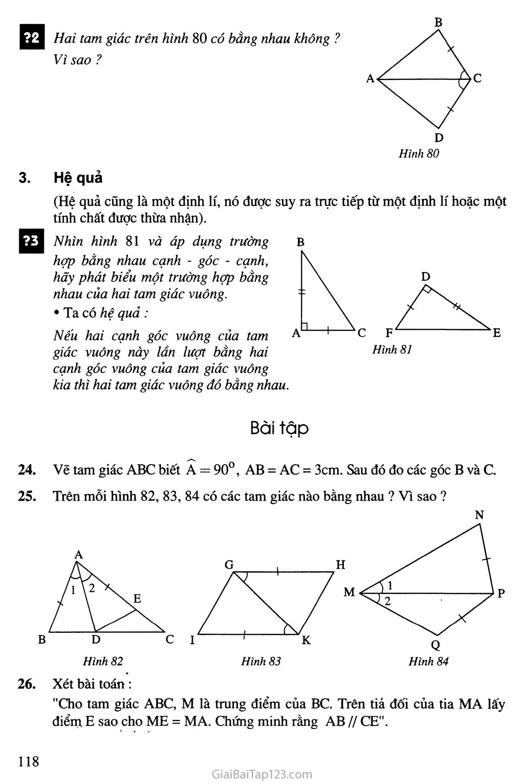 Bài 4. Trường hợp bằng nhau thứ hai của tam giác: cạnh - góc - cạnh (c. g. c) trang 2