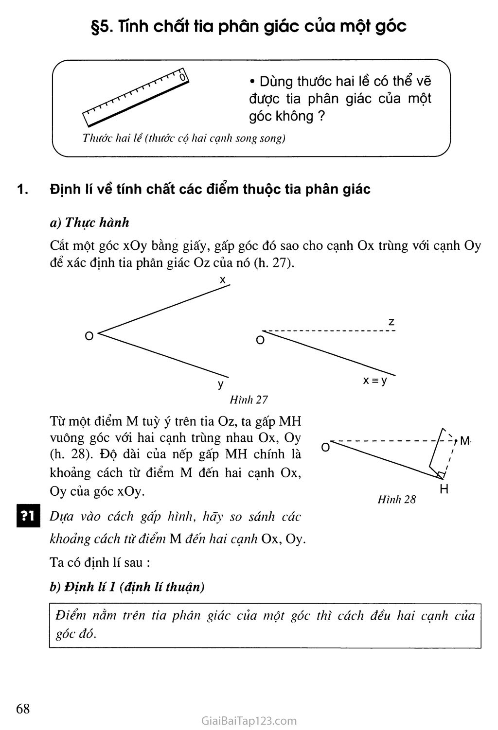 Giải bài tập Toán lớp 7 Bài 5 Trường hợp bằng nhau thứ ba của tam giác  góc  cạnh  góc g c g