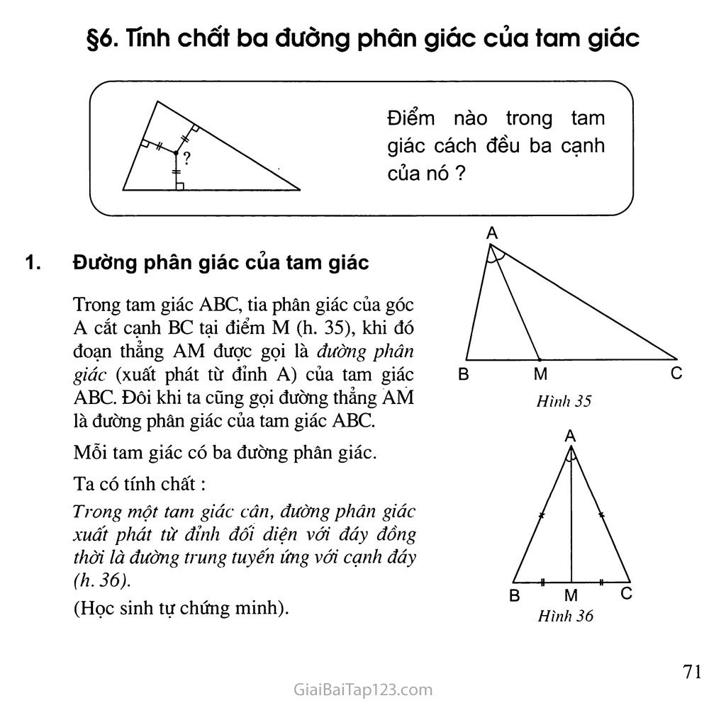 Bài 6. Tính chất ba đường phân giác của một tam giác trang 1