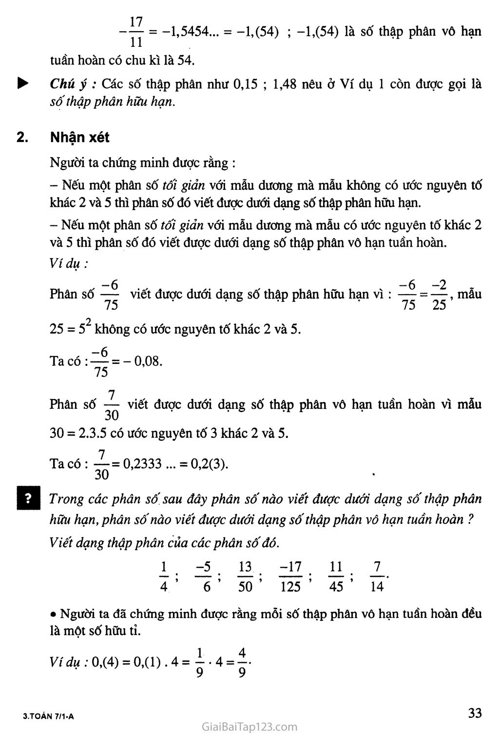 Bài 9. Số thập phân hữu hạn - Số thập phân vô hạn tuần hoàn trang 2