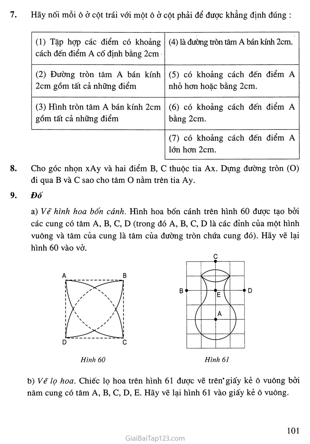 Bài 1. Sự xác định đường tròn - Tính chất đối xứng của đường tròn trang 5
