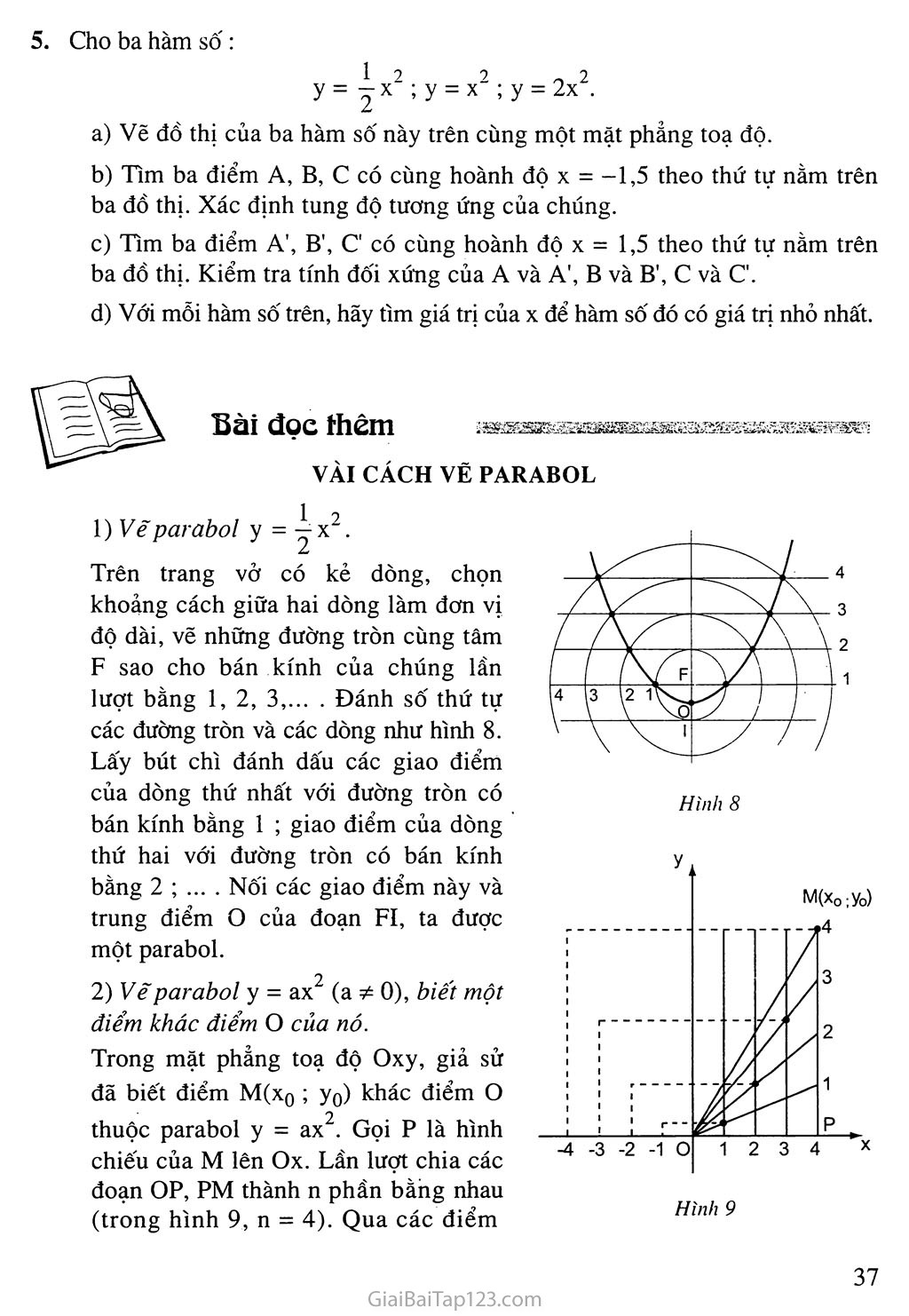 Bài 2. Đồ thị hàm số y = ax2 (a khác 0) trang 5