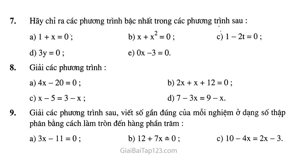 Bài 2. Phương trình bậc nhất một ẩn và cách giải trang 4 Bài 2. Phương trình bậc nhất một ẩn và cách giải trang 4
