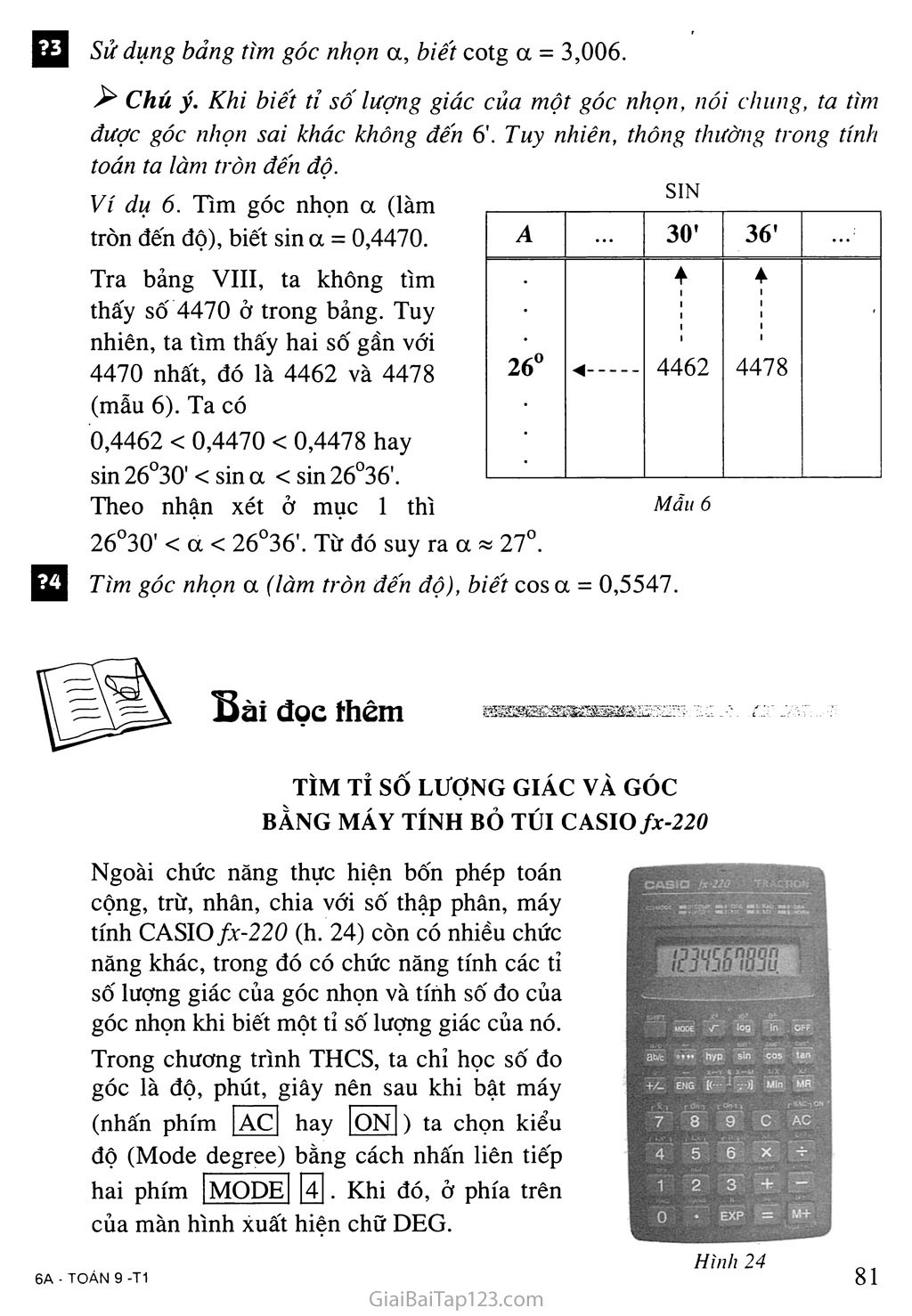 Bài 3. Bảng lượng giác trang 5