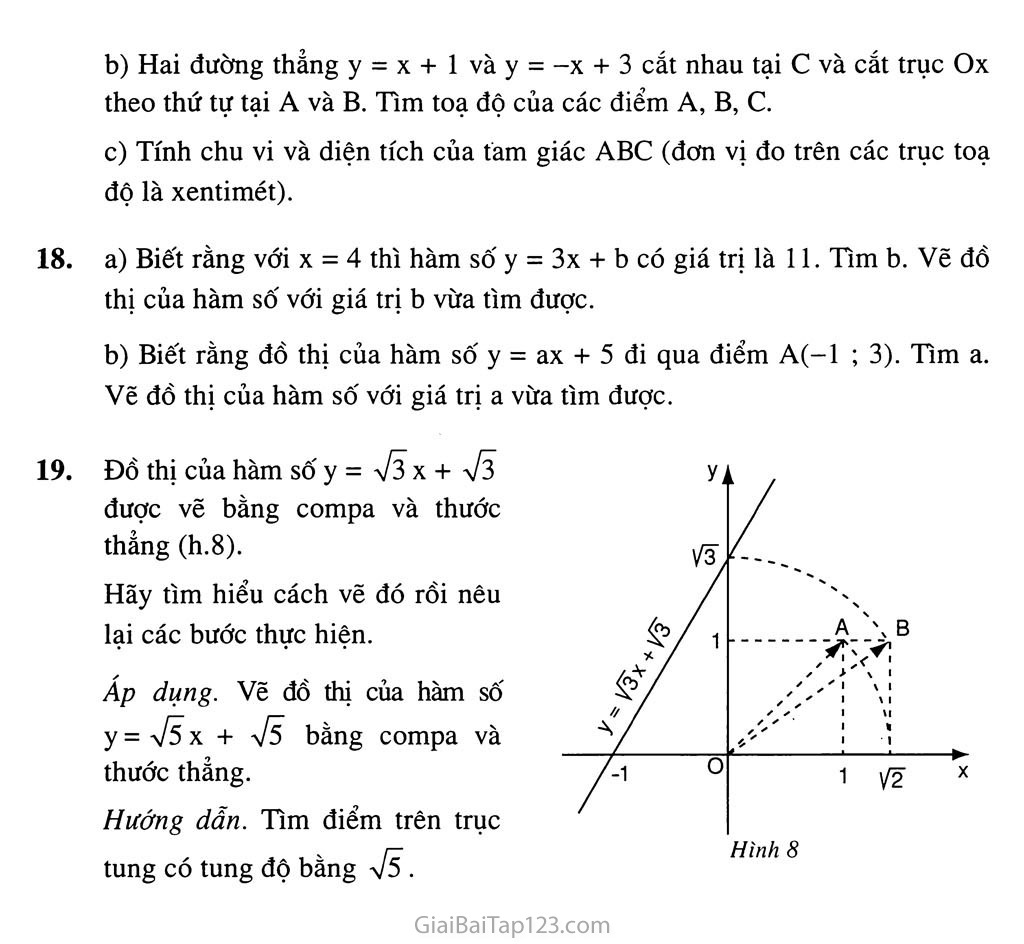 SGK Toán 9 - Bài 3. Đồ thị của hàm số y = ax + b (a khác 0)