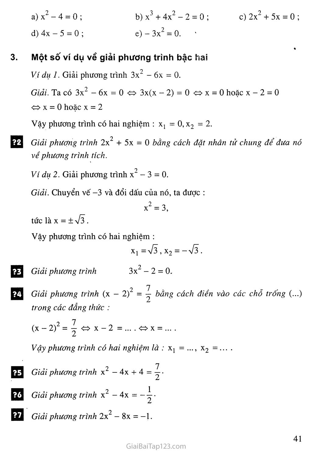 Bài 3. Phương trình bậc hai một ẩn số trang 2