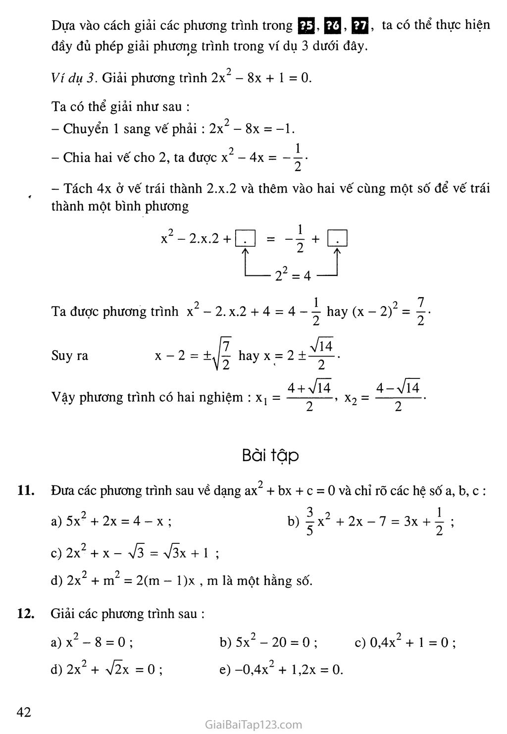 Bài 3. Phương trình bậc hai một ẩn số trang 3