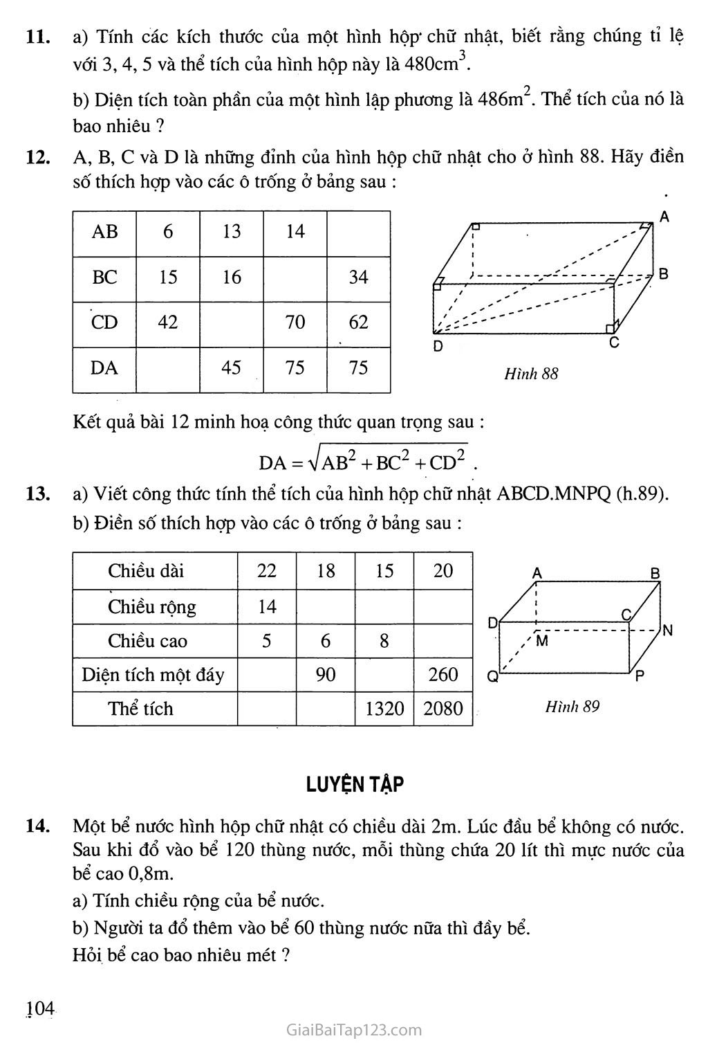 SGK Toán 8 - Bài 3. Thể tích của hình hộp chữ nhật