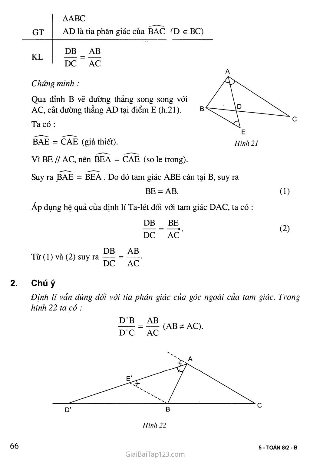 SGK Toán 8 - Bài 3. Tính chất đường phân giác của tam giác