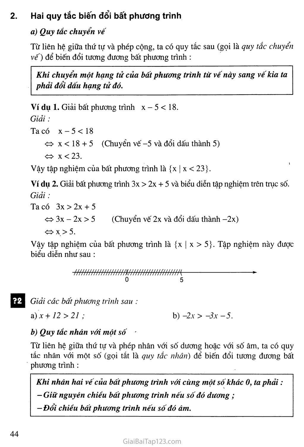 Bài 4. Bất phương trình bậc nhất một ẩn trang 2