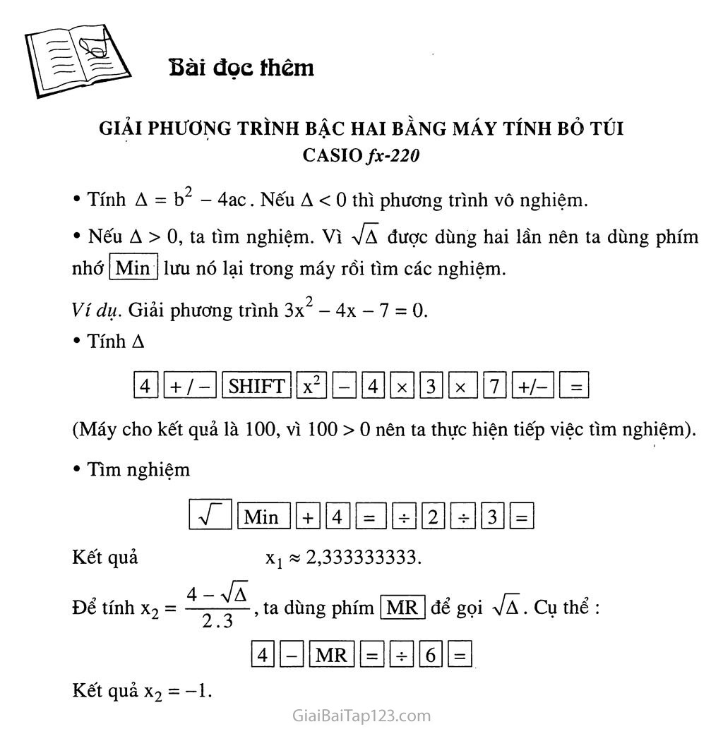 Bài 4. Công thức nghiệm của phương trình bậc hai trang 5