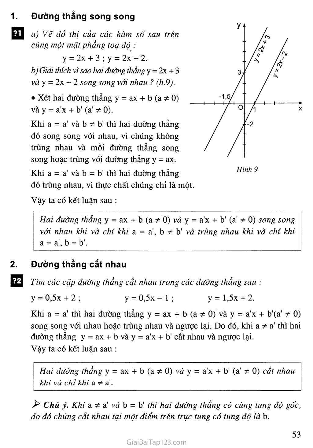 Bài 4. Đường thẳng song song và đường thẳng cắt nhau trang 2
