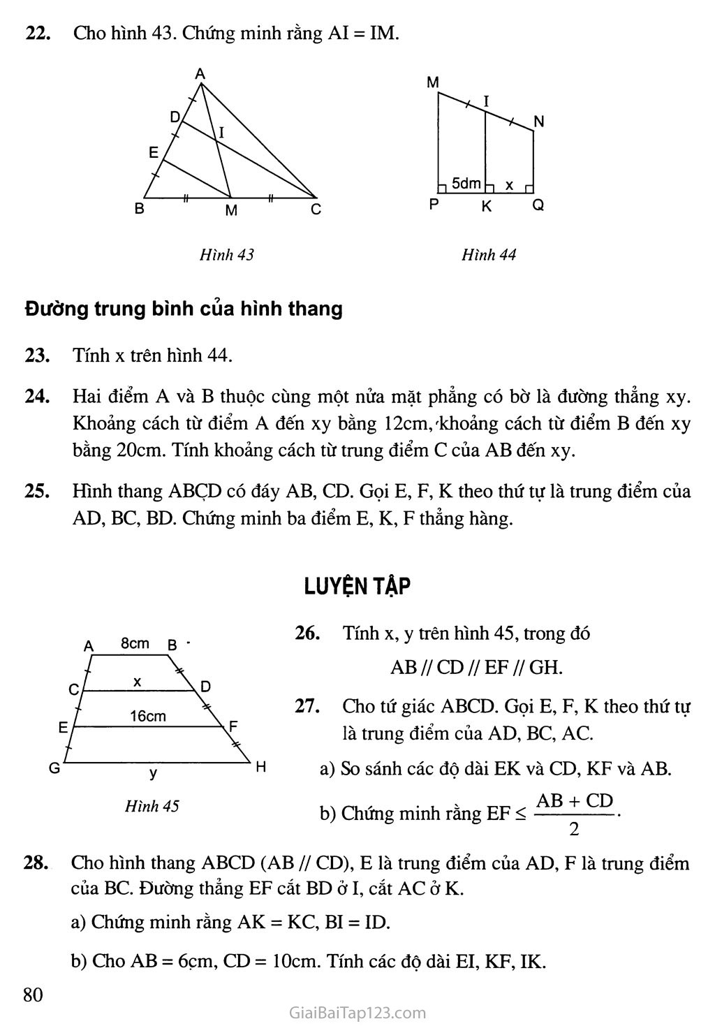 SGK Toán 8  Bài 4 Đường trung bình của tam giác của hình thang