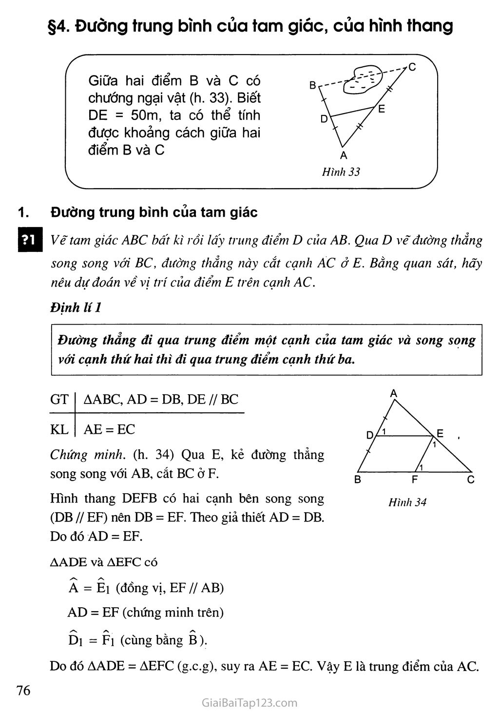 Bài 4. Đường trung bình của tam giác, của hình thang trang 1