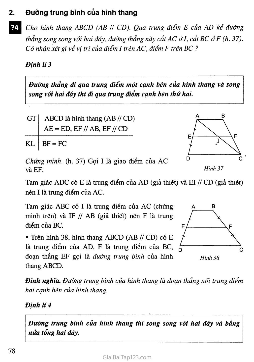 Bài 4. Đường trung bình của tam giác, của hình thang trang 3