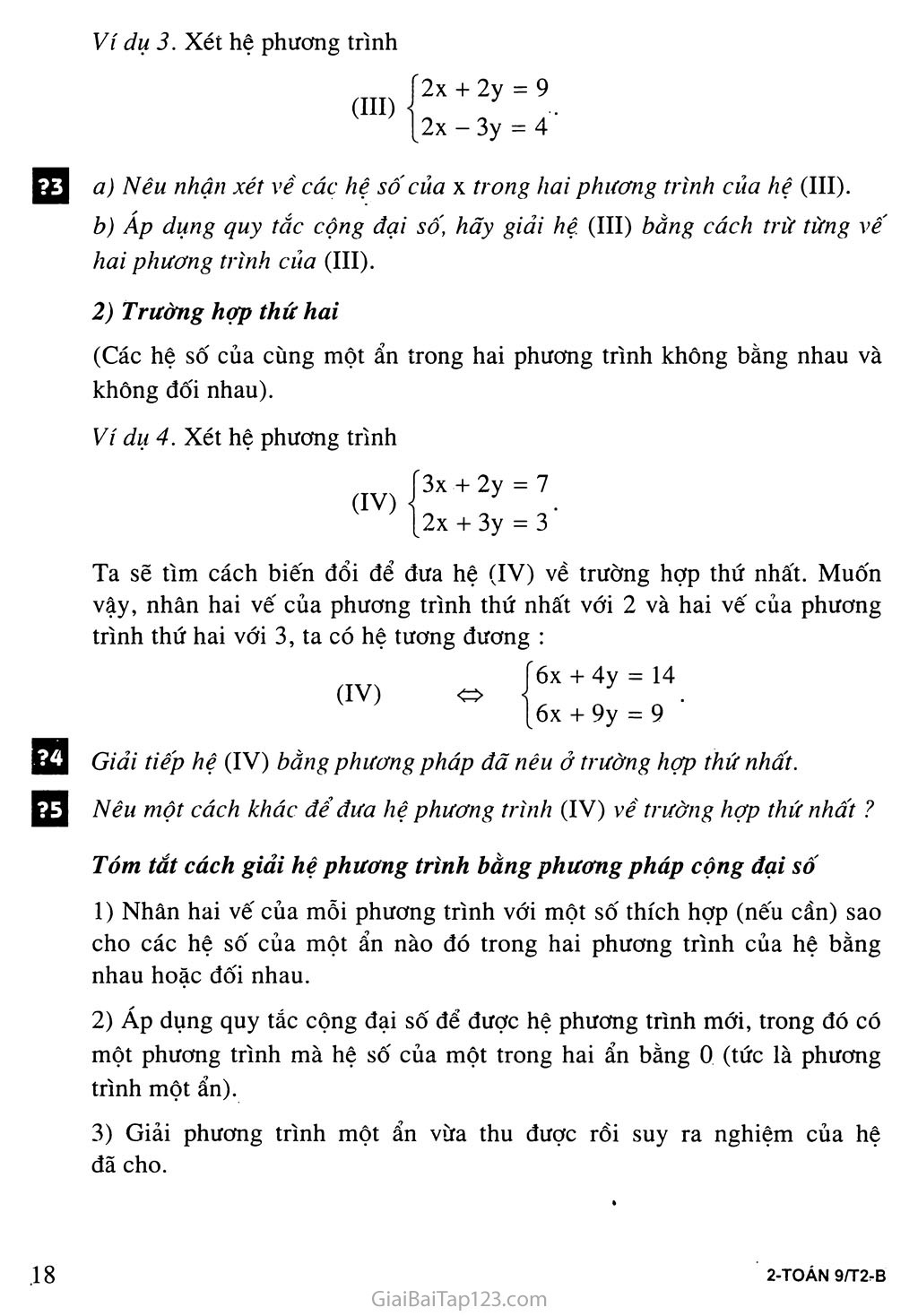 Bài 4. Giải hệ phương trình bằng phương pháp cộng đại số trang 3