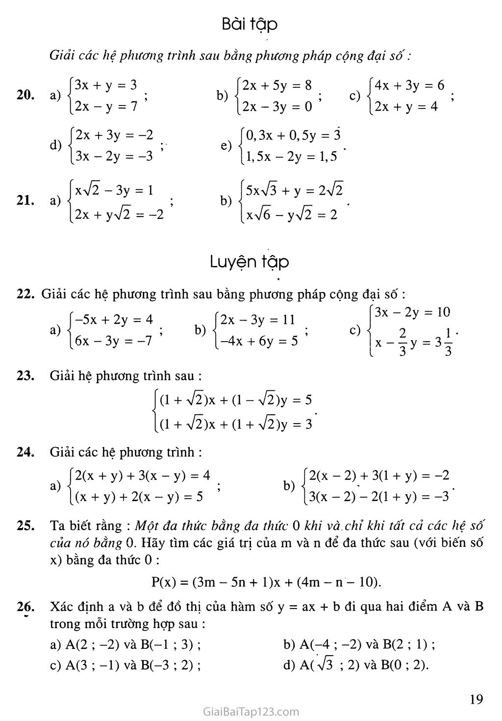 Bài 4. Giải hệ phương trình bằng phương pháp cộng đại số trang 4