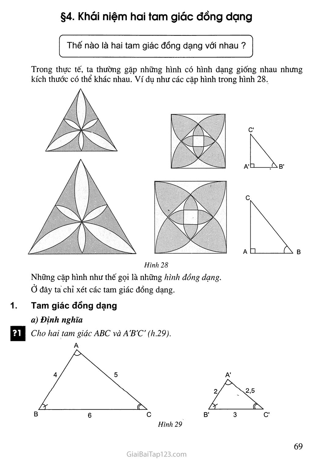 Lý thuyết hai tam giác đồng dạng  SGK Toán lớp 8