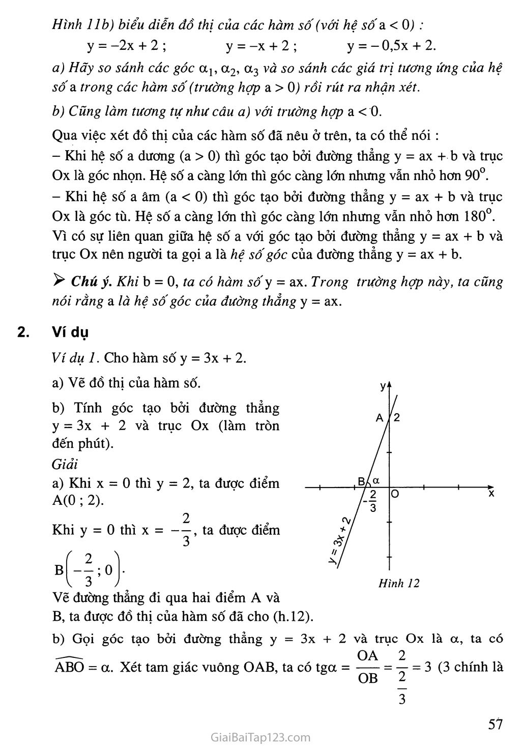 Bài 5. Hệ số góc của đường thẳng y = ax + b (a khác 0) trang 3
