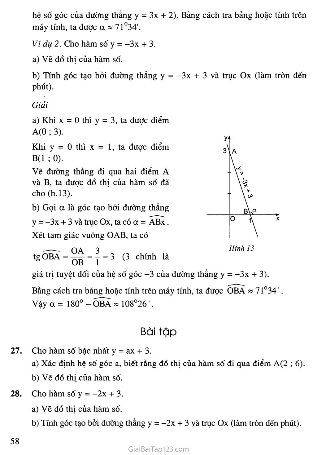 Bài 5. Hệ số góc của đường thẳng y = ax + b (a khác 0) trang 4