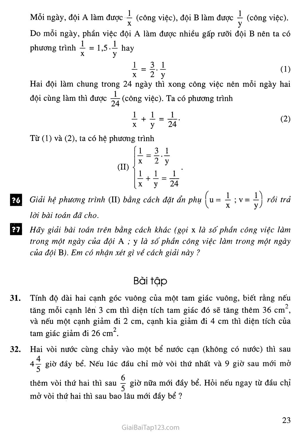 Bài 6. Giải bài toán bằng cách lập hệ phương trình (Tiếp theo) trang 2