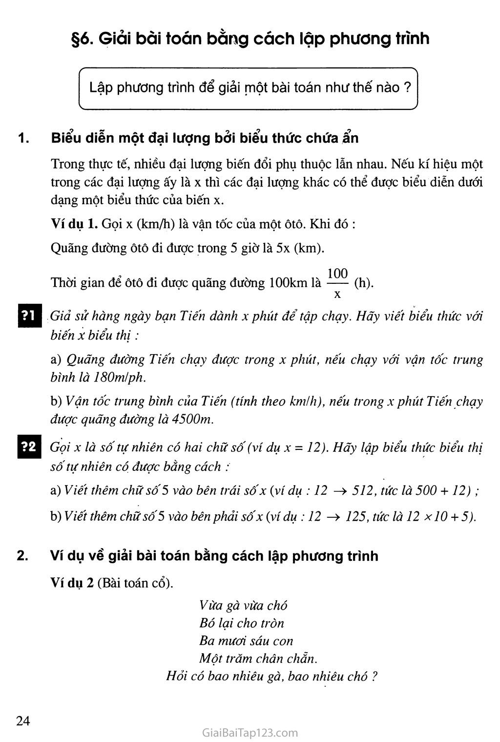 Bài 6. Giải bài toán bằng cách lập phương trình trang 1