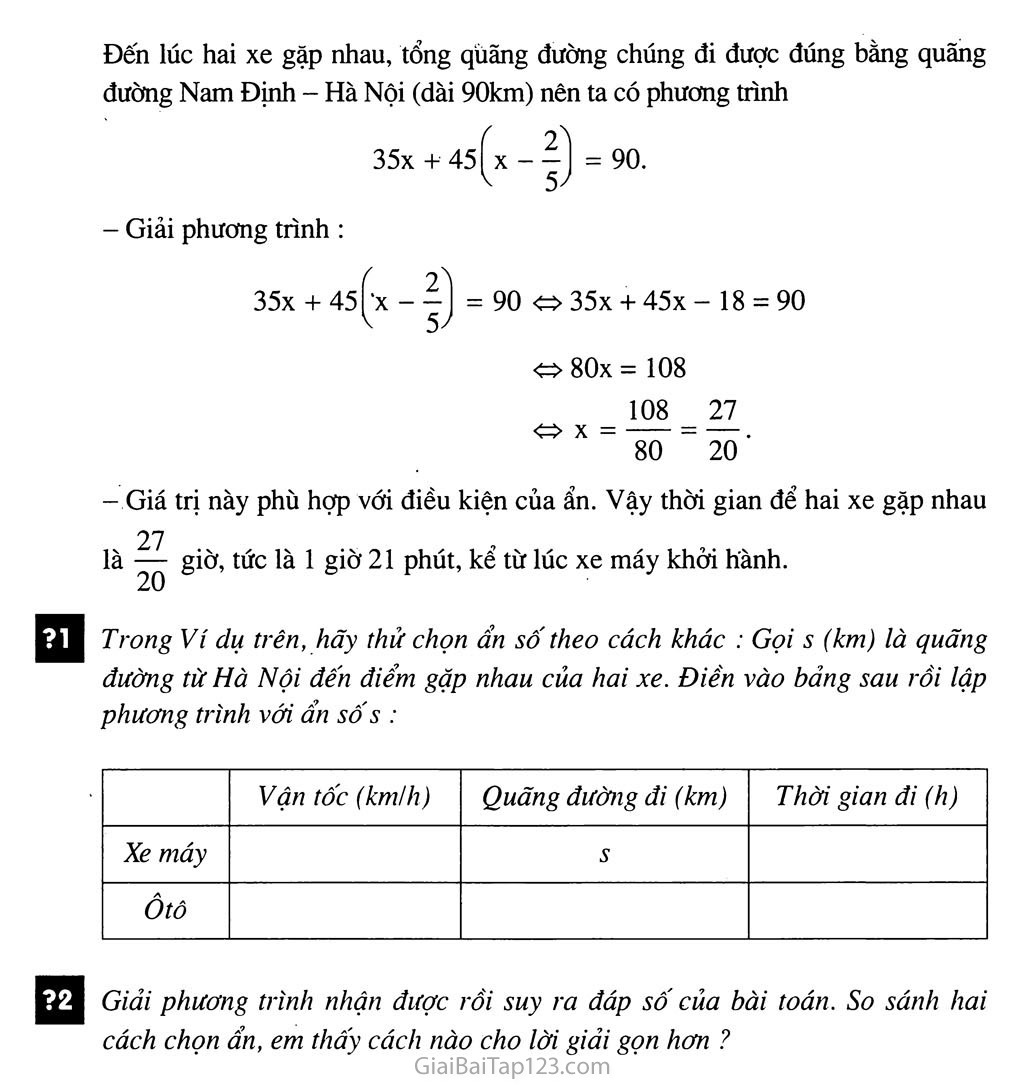 Bài 7. Giải bài toán bằng cách lập phương trình (tiếp) trang 3