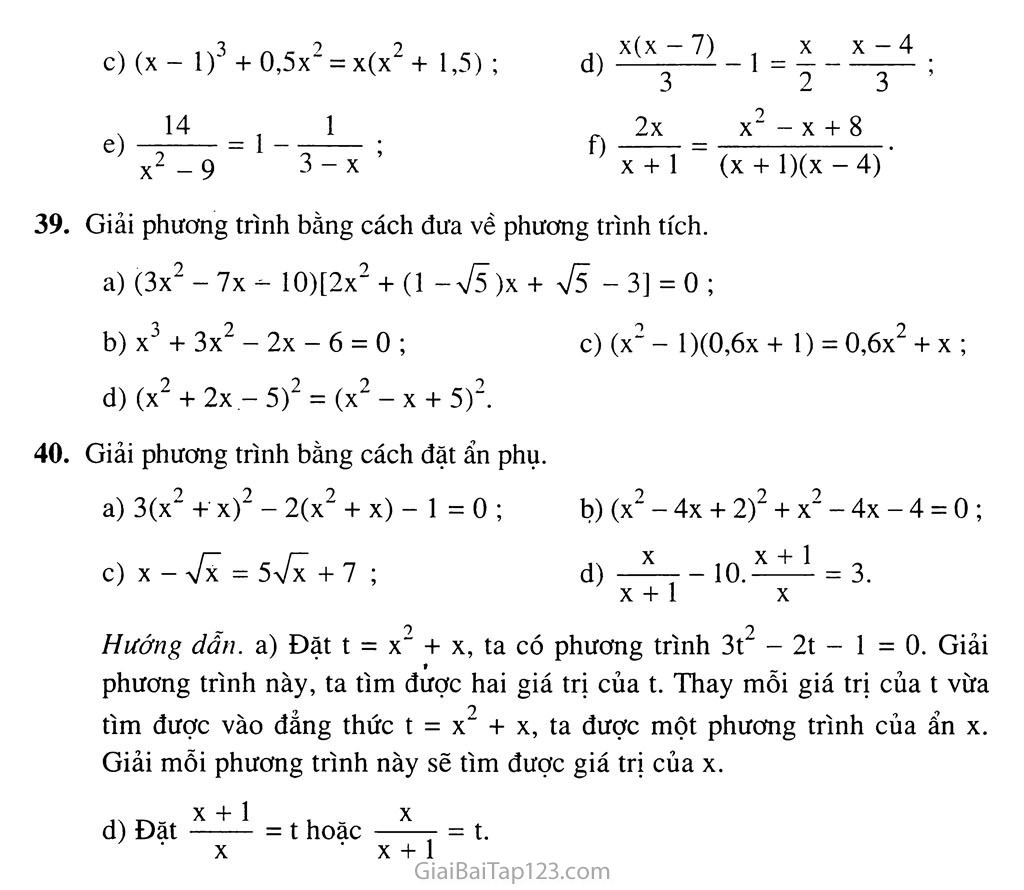 Bài 7. Phương trình qui về phương trình bậc hai trang 4