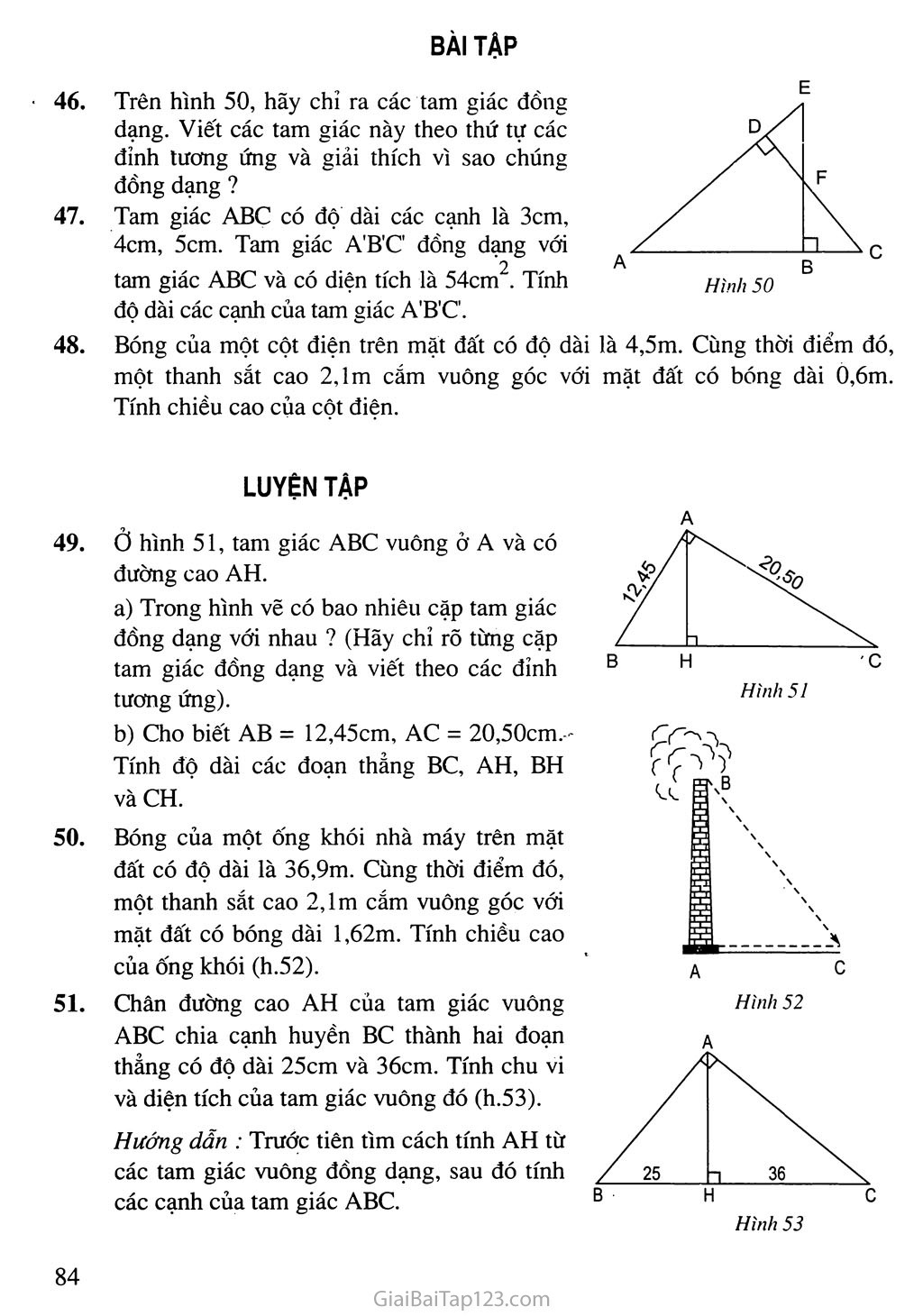 Bài 8. Các trường hợp đồng dạng của tam giác vuông trang 4