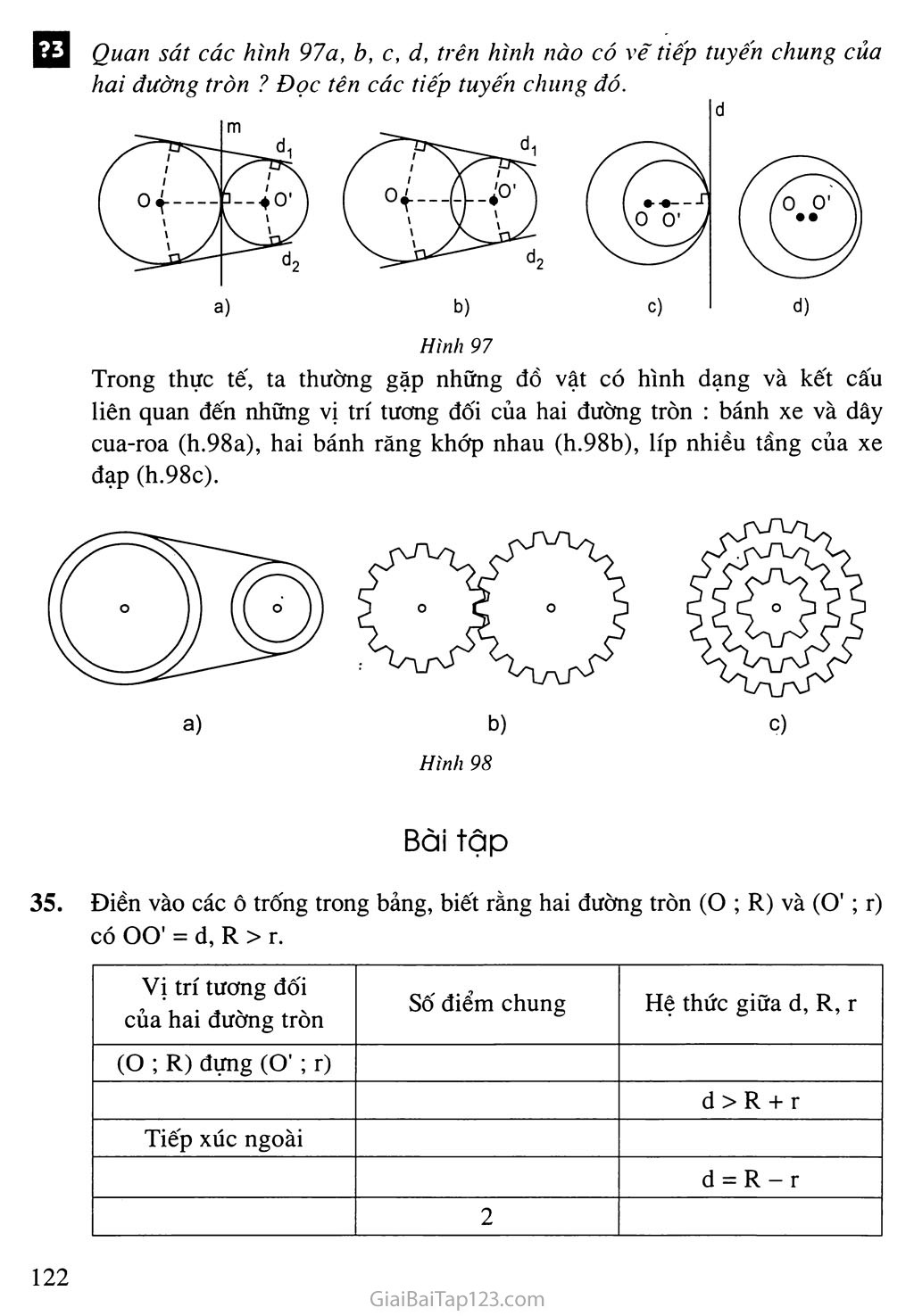 Bài 8. Vị trí tương đối của hai đường tròn (Tiếp theo) trang 4