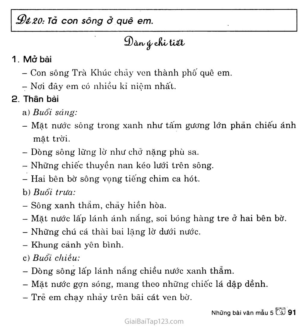 Đề 20: Tả con sông ở quê em trang 1 Đề 20: Tả con sông ở quê em trang 1