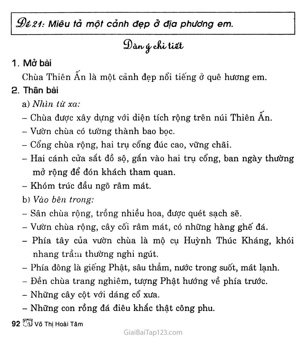Bài tả miêu tả cảnh đẹp ở địa phương em trong kỳ thi tiếng Việt lớp 6