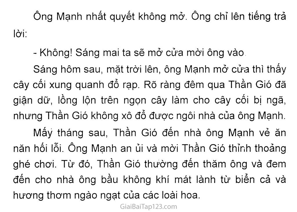 Đề: Quan sát tranh (Trang 115 - SGK Tiếng Việt 2 - Tập 2), kể lại câu chuyện Ông Mạnh thắng Thần Gió trang 2