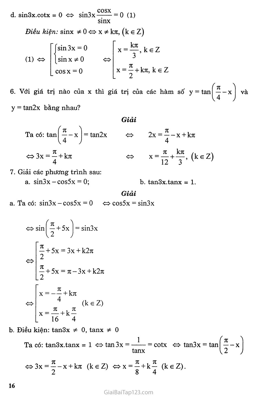 Bài 2. Phương trình lượng giác cơ bản trang 6