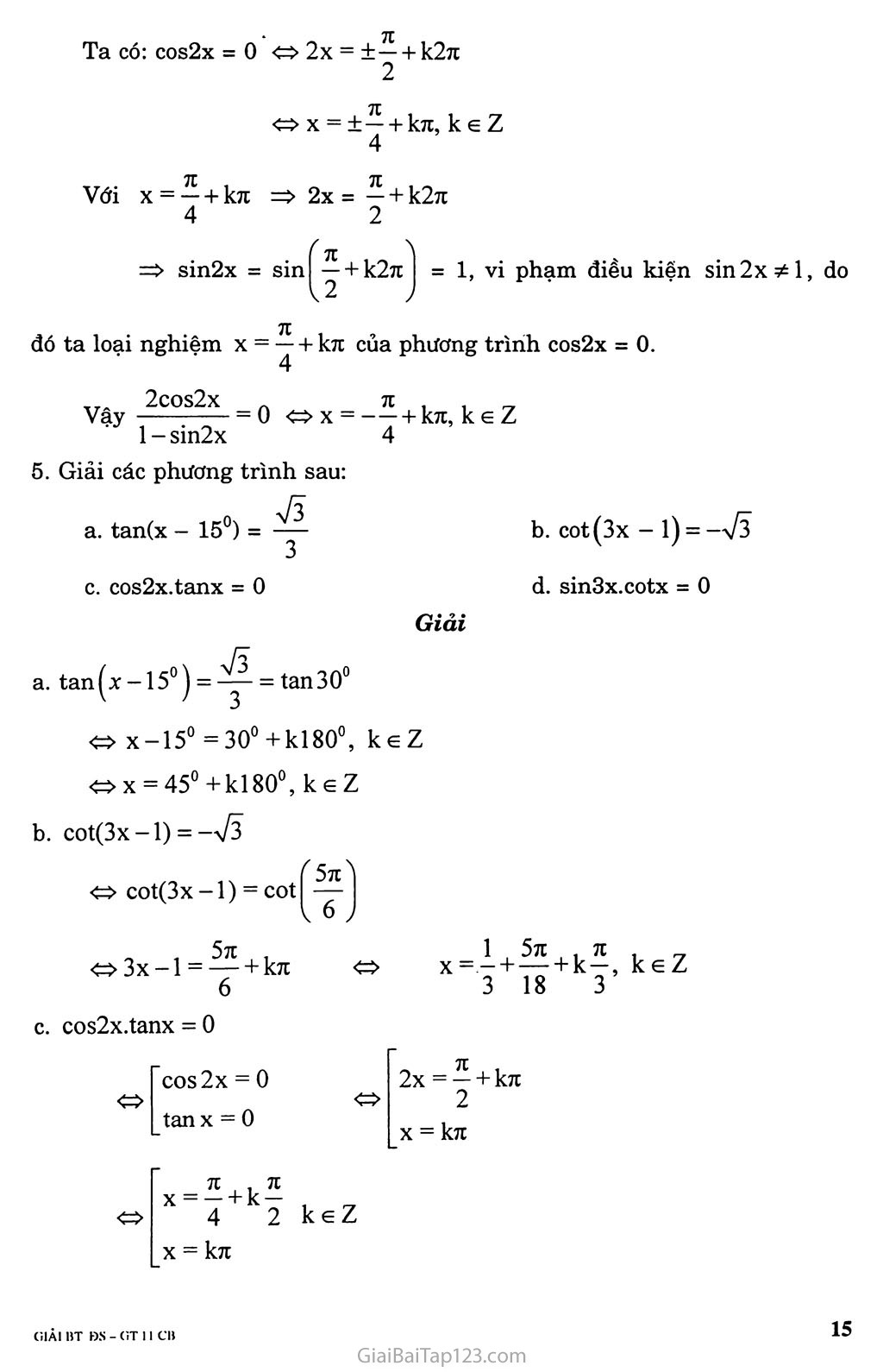 Bài 2. Phương trình lượng giác cơ bản trang 5