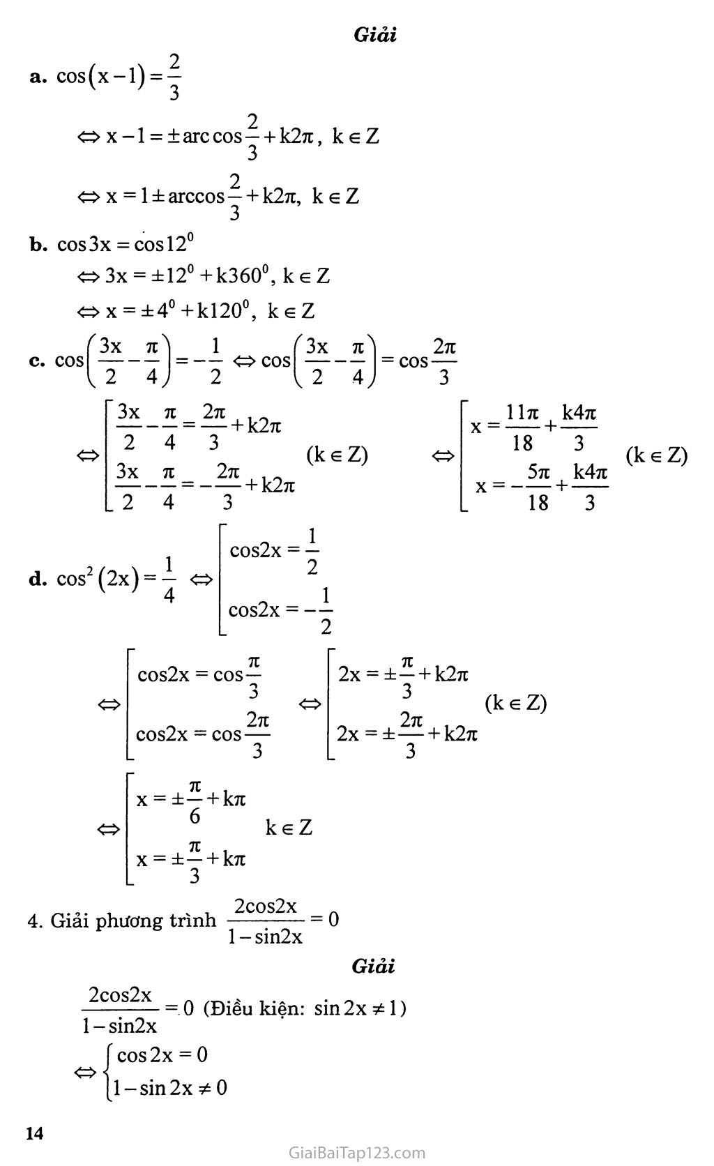 Bài 2. Phương trình lượng giác cơ bản trang 4