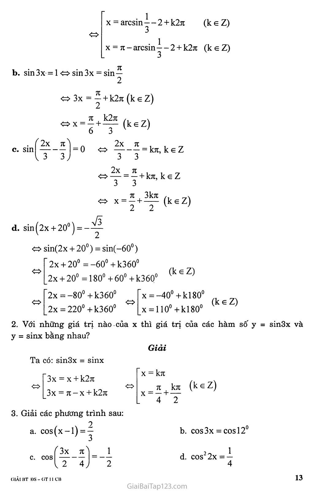 Bài 2. Phương trình lượng giác cơ bản trang 3