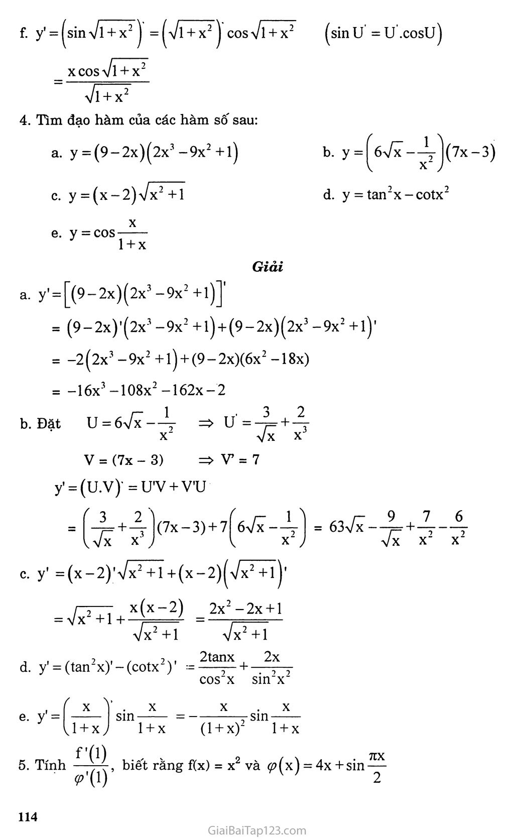Bài 3. Đạo hàm của các hàm số lượng giác trang 4