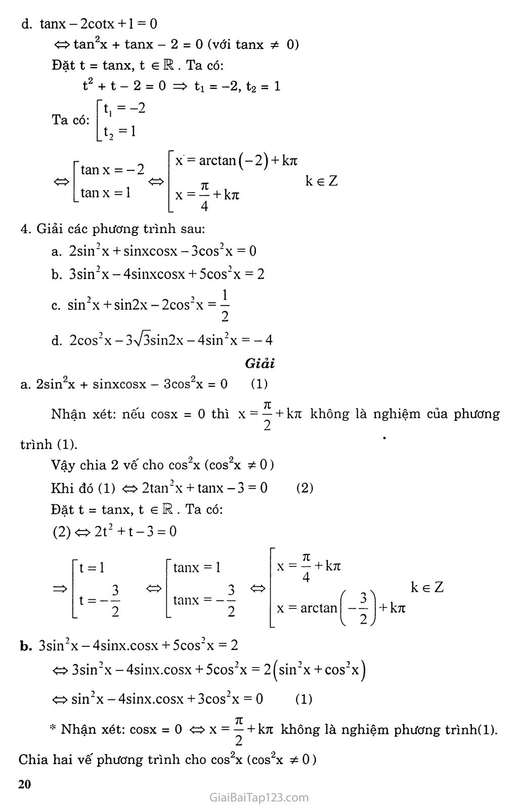 Bài 3. Một số phương trình lượng giác thường gặp trang 4