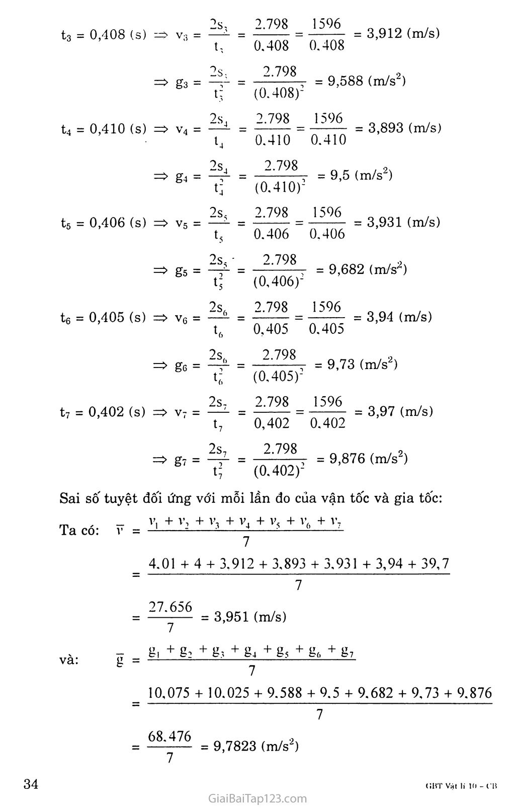 Bài 7. Sai số của phép đo các đại lượng vật lí trang 4