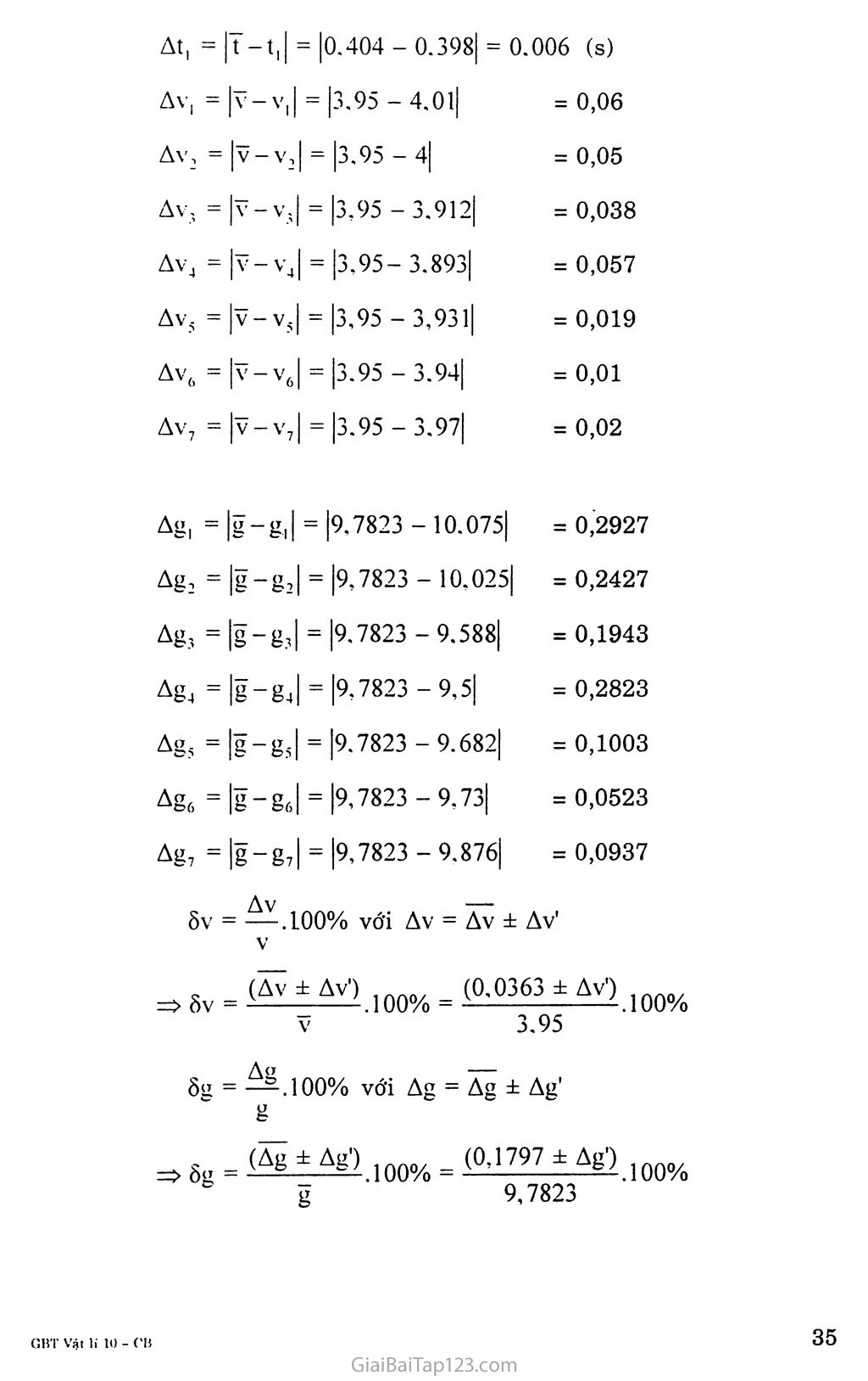Bài 7. Sai số của phép đo các đại lượng vật lí trang 5