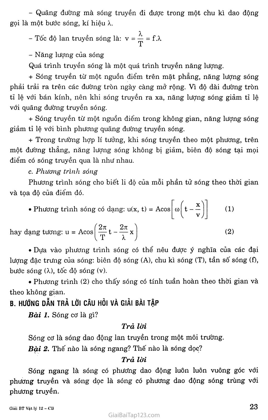 Bài 7. Sóng cơ và sự truyền sóng cơ trang 2 Bài 7. Sóng cơ và sự truyền sóng cơ trang 2