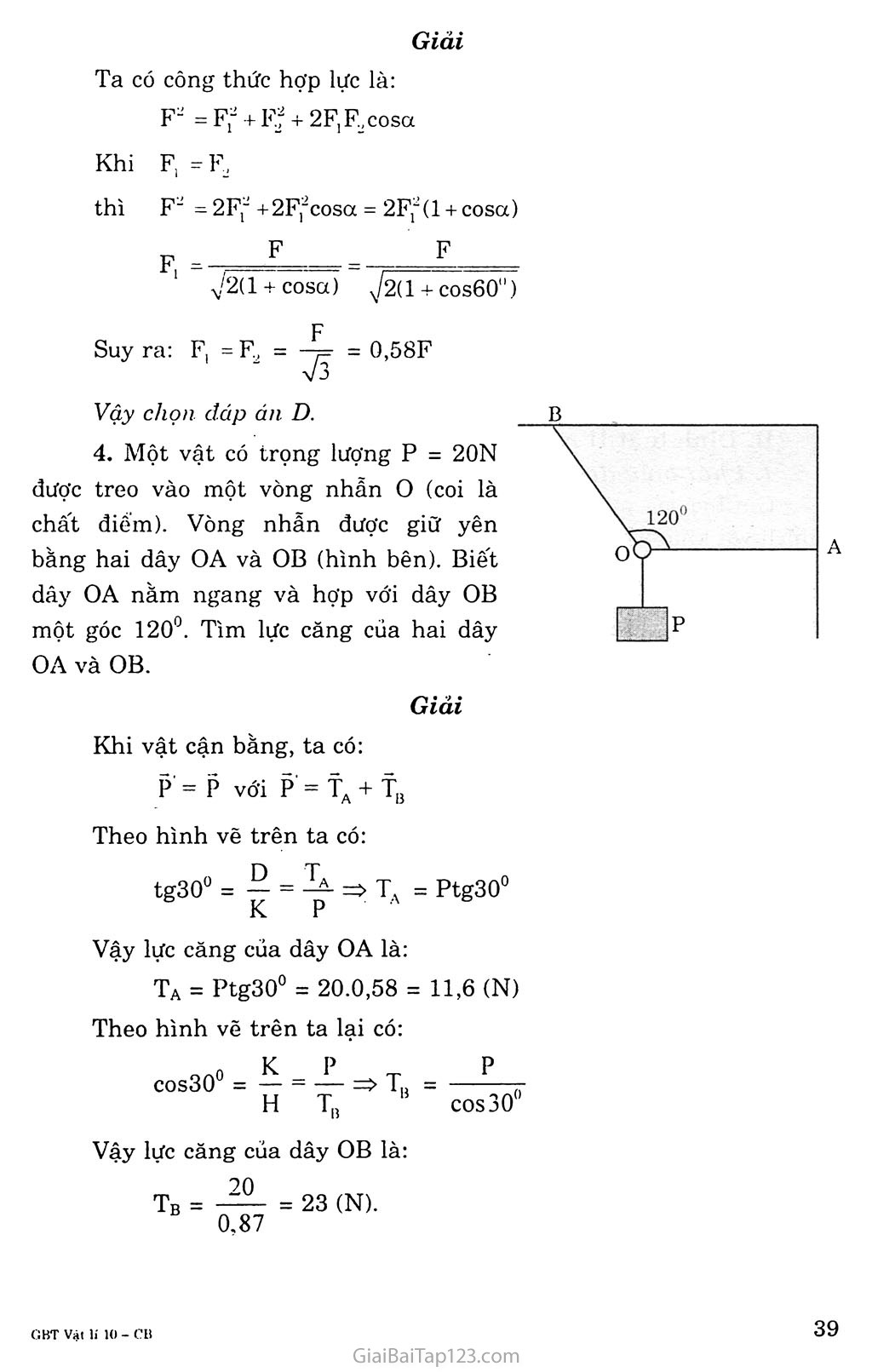 Bài 9. Tổng hợp và phân tích lực điều kiện cân bằng của chất điểm trang 4