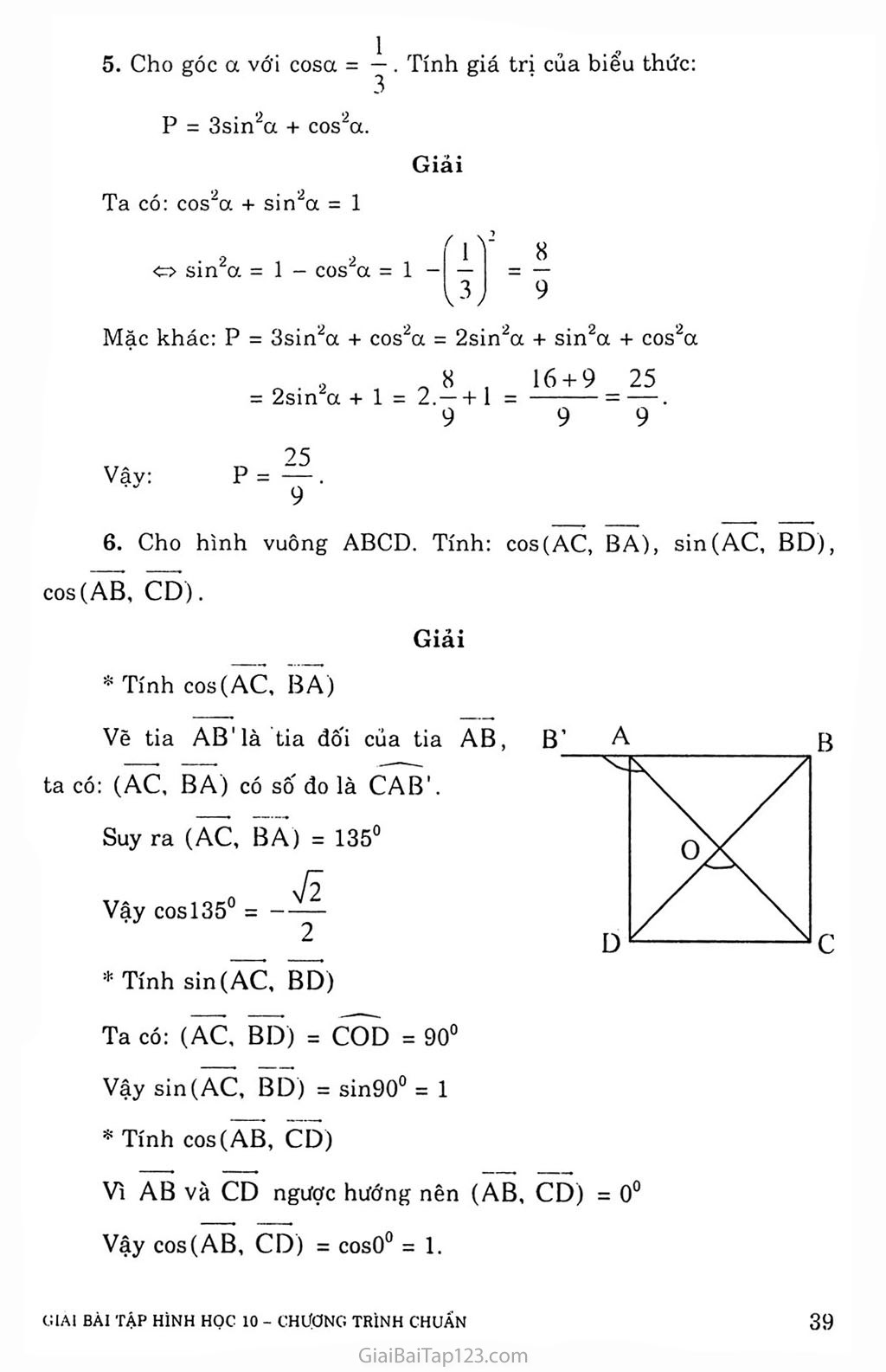 Bài 1. Giá trị lượng giác của một góc a bất kì với 0° < a <180° trang 3