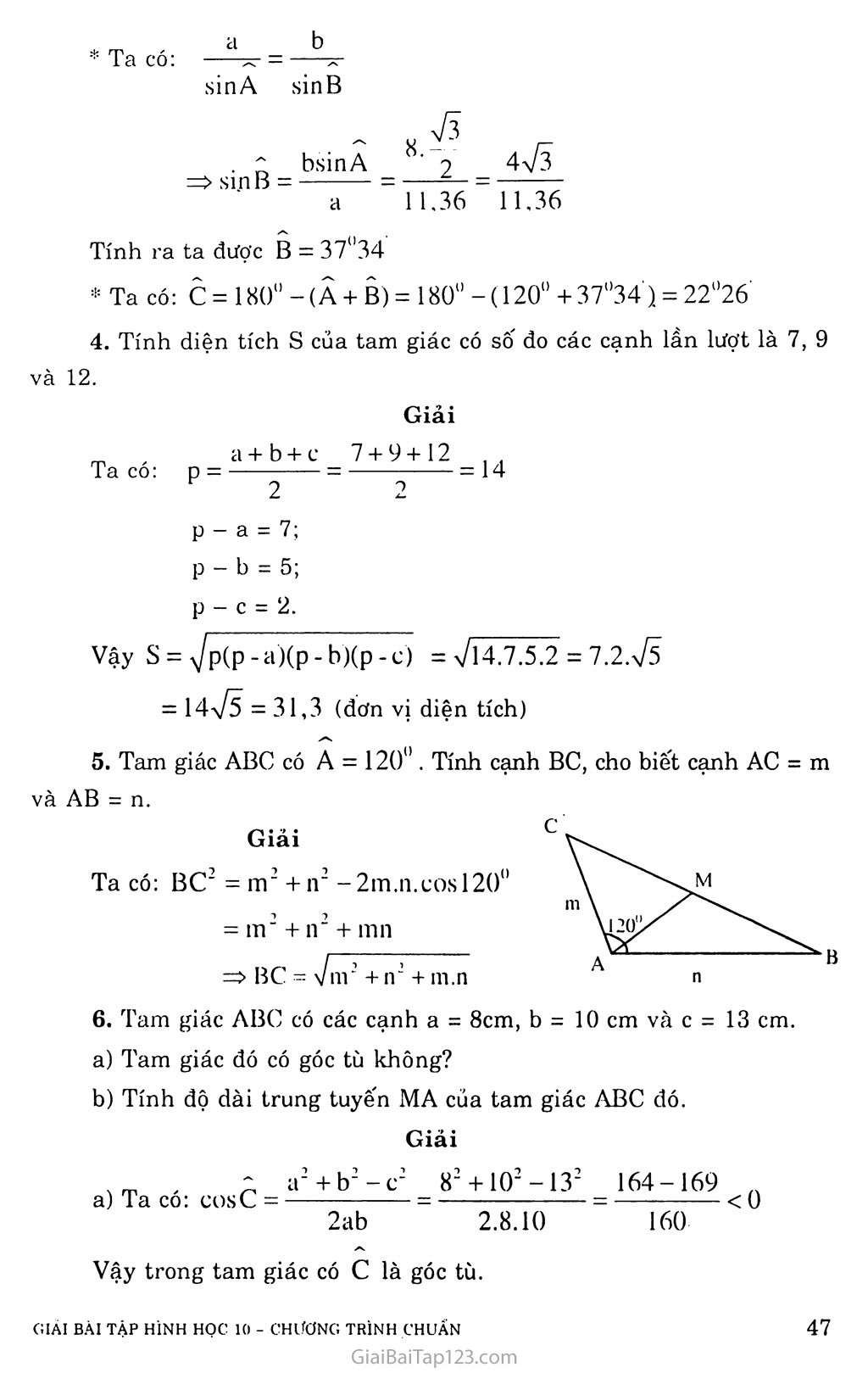 Bài 3. Hệ thức lượng trong tam giác và giải tam giác trang 3